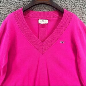 Vineyard Vines Sweater Medium Pink Heritage Pullover Cotton Knit V-Neck Preppy